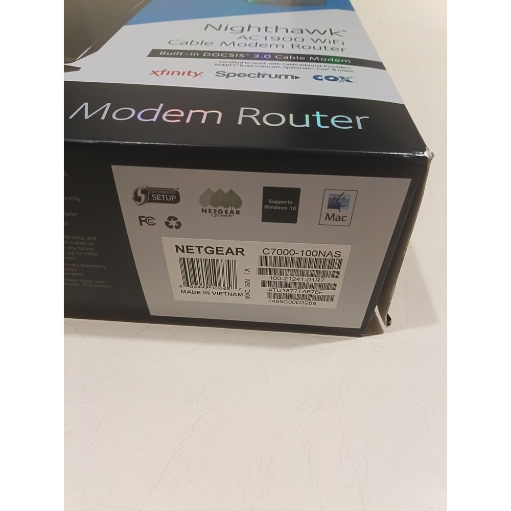 NETGEAR Nighthawk AC1900 WiFi Cable Modem Router C7000-100NAS Black - Picture 5 of 8